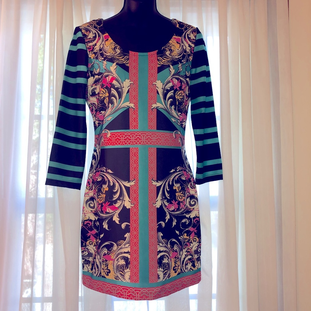 Multi-Pattern BodyCon Midi Dress